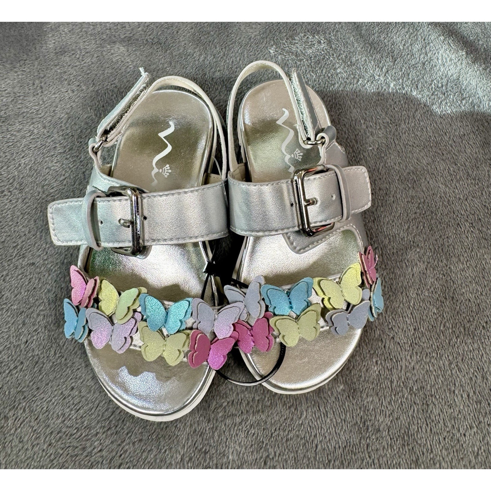 New! Nina Girls Silver Butterfly Dressy Sandal Comfort Size 7